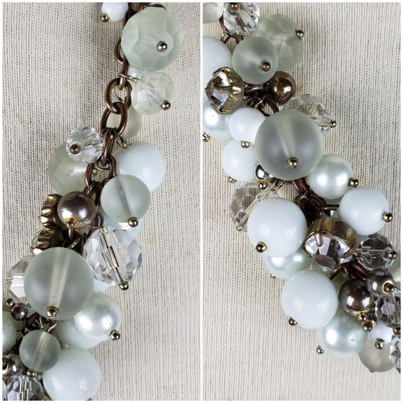 Banana Republic Pearl Crystal Frosted Beaded Statement Necklace - Picture 6 of 12
